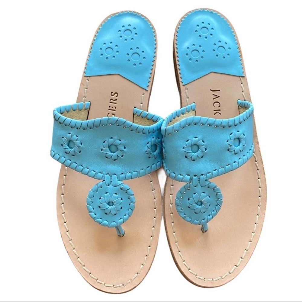 New Jack Rogers blue leather flip flop sandal - Picture 3 of 4